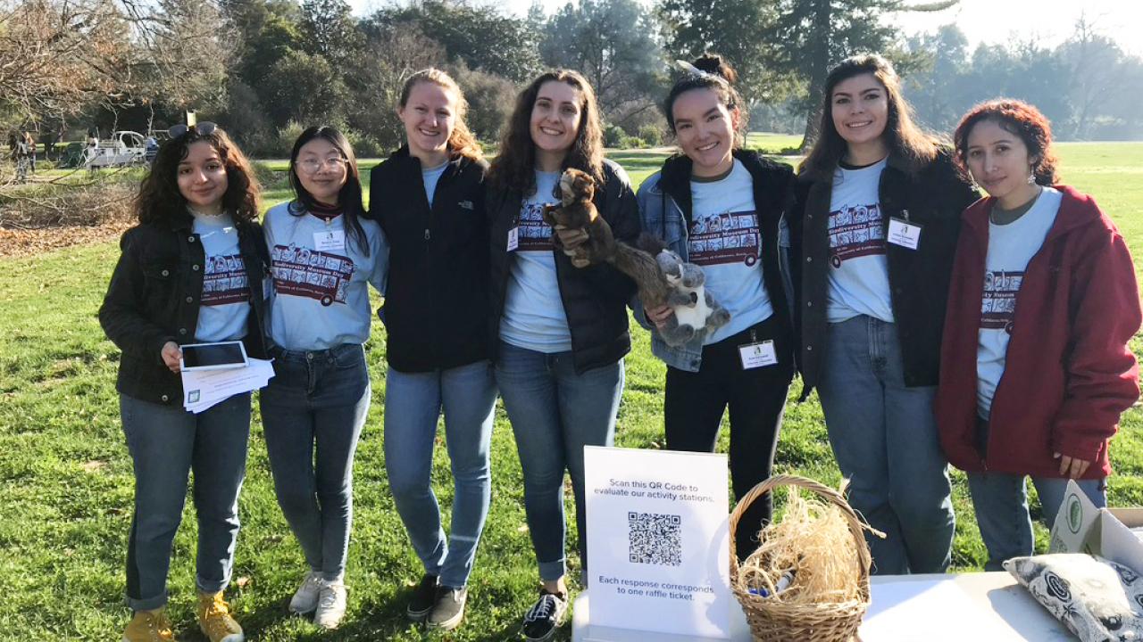 The Arboretum and Public Garden Learning by Leading Arboretum Ambassadors team has created a fun quiz to test your carbon neutrality knowledge. Arboretum Ambassadors student interns pose in front of their investigation station.
